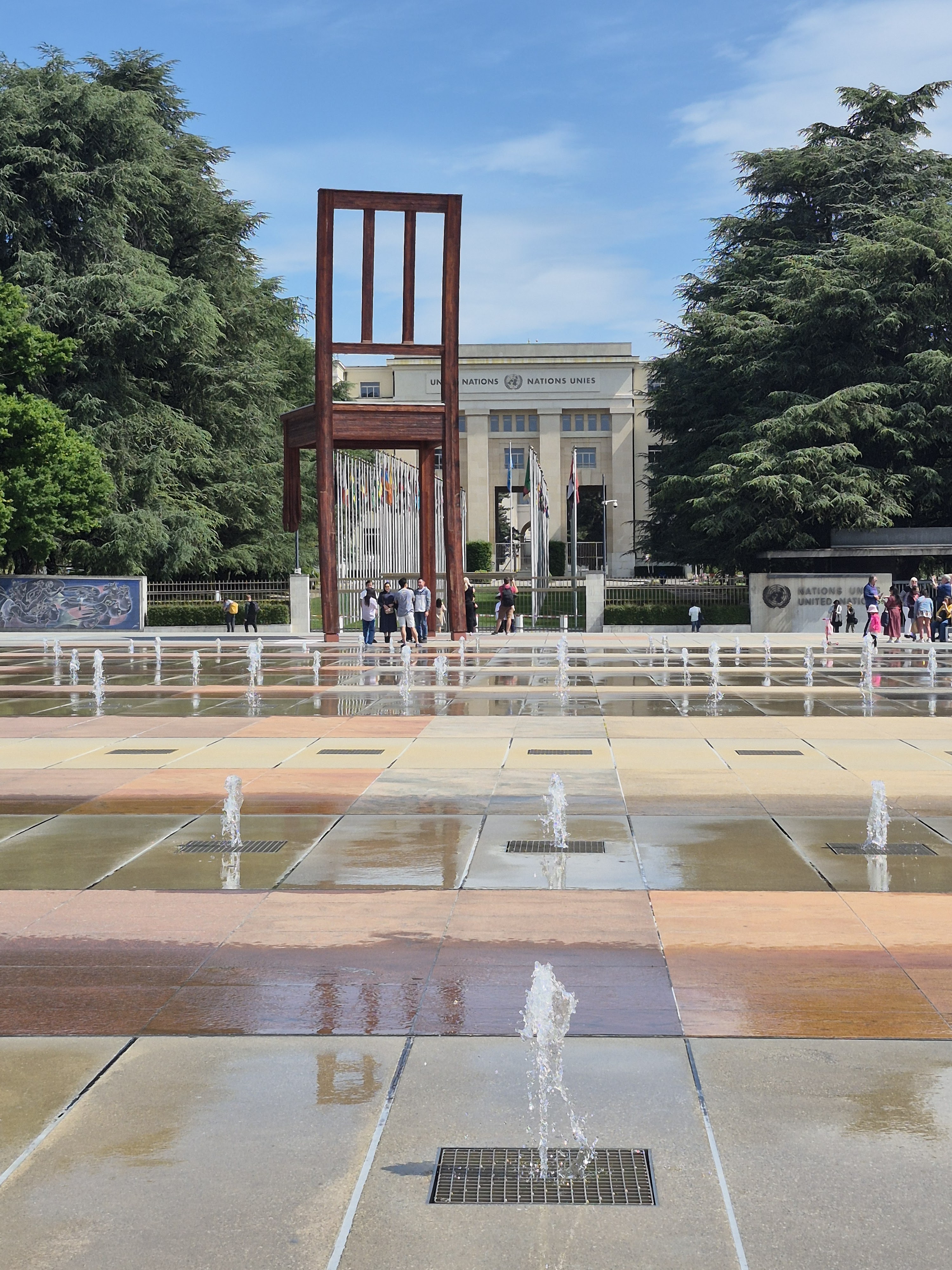 Broken Chair in Geneva's International District, opposite the United Nations office